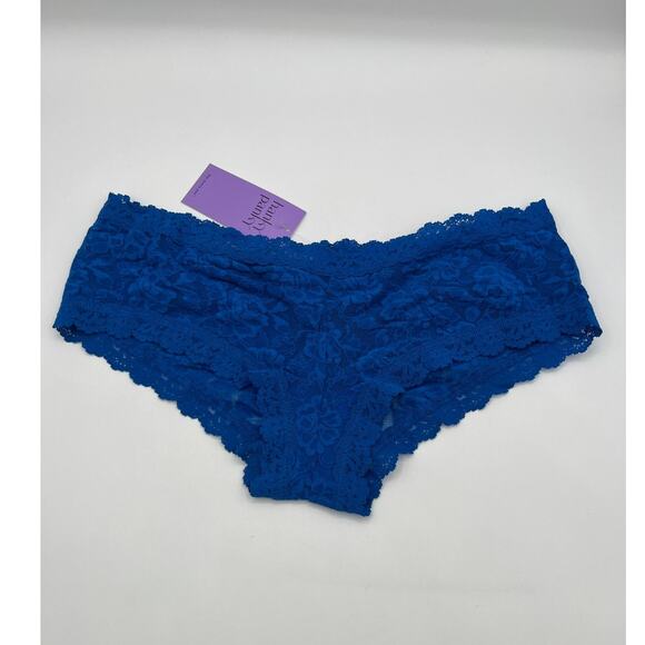 HANKY PANKY SIZE LARGE LACE SIGNATURE BOY SHORT PANTY SAPPHIRE BLUE NWT - Picture 3 of 10